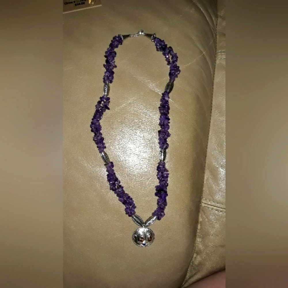 Purple Amethyst Necklace with Silver Accents